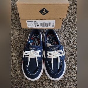 sperry toddlers size 8 bahama jr navy blue shoes